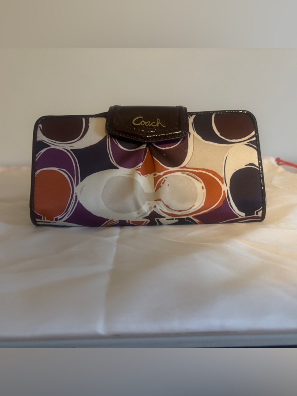 Coach Multicolor Circle Print Flap Wallet